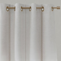 Neutral / Brown Striped Linen Eyelet Curtains - Berit Taupe - White base fabric.