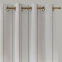 Grey / Pink Striped Linen Eyelet Curtains - Elise New Blush-WHT - White base fabric.