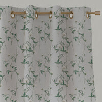 White Floral Linen Eyelet Curtains - Estelle White - White base fabric.