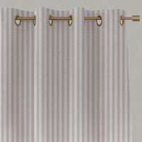 Pink Striped Linen Eyelet Curtains - Evianne Peony-WHT - White base fabric.