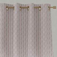Pink Patterned Linen Eyelet Curtains - Fia Peony - White base fabric.