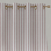 Pink Patterned Linen Eyelet Curtain - Fionna Peony-WHT - White base fabric.