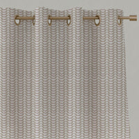 Pink Patterned Linen Eyelet Curtains - Hilda Peony - White base fabric.
