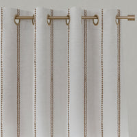 Brown Striped Linen Eyelet Curtains - Inga Sand - White base fabric.