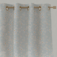 Orange Floral Linen Eyelet Curtains - Janika Tangerine - White base fabric.