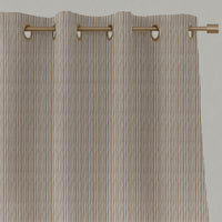 Neutral / Brown Striped Linen Eyelet Curtains - Maisa Pastel Brown - White base fabric.
