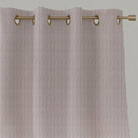 Pink Striped Linen Eyelet Curtains - Maisa Peony - White base fabric.