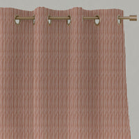 Red / Orange Striped Linen Eyelet Curtains - Maisa Terracotta - White base fabric.
