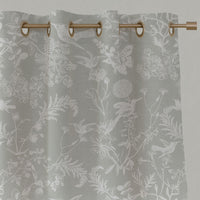 Neutral / Grey Floral Linen Eyelet Curtains - Marianne Greige Clay - White base fabric.