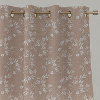 Pink Floral Linen Eyelet Curtains - Merisa New Blush - White base fabric.