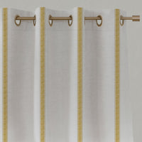 Yellow Striped Linen Eyelet Curtains - Rune Gold Amber - White base fabric.