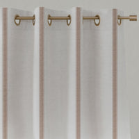 Pink Striped Linen Eyelet Curtains - Rune New Blush - White base fabric.