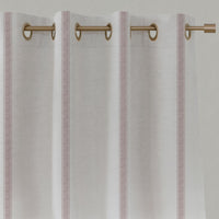 Pink Striped Linen Eyelet Curtains - Rune Peony - White base fabric.