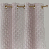 Pink Patterned Linen Eyelet Curtains - Safiya Peony-WHT - White base fabric.