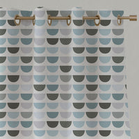 Blue Kids Linen Eyelet Curtains - Zippo Blue - White base fabric.