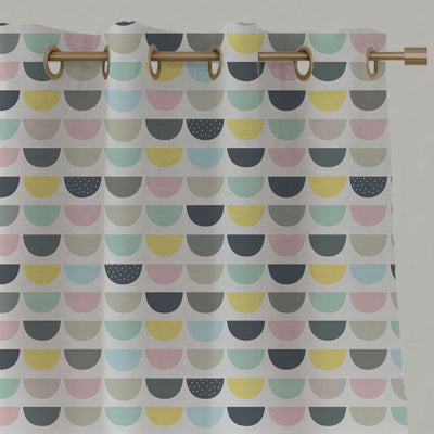 Yellow Kids Linen Eyelet Curtains - Zippo Circus - White base fabric.