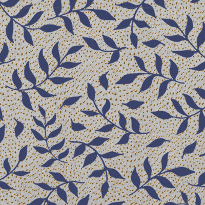 Fita Deep Blue - Floral Blue print on Linen Cotton fabric
