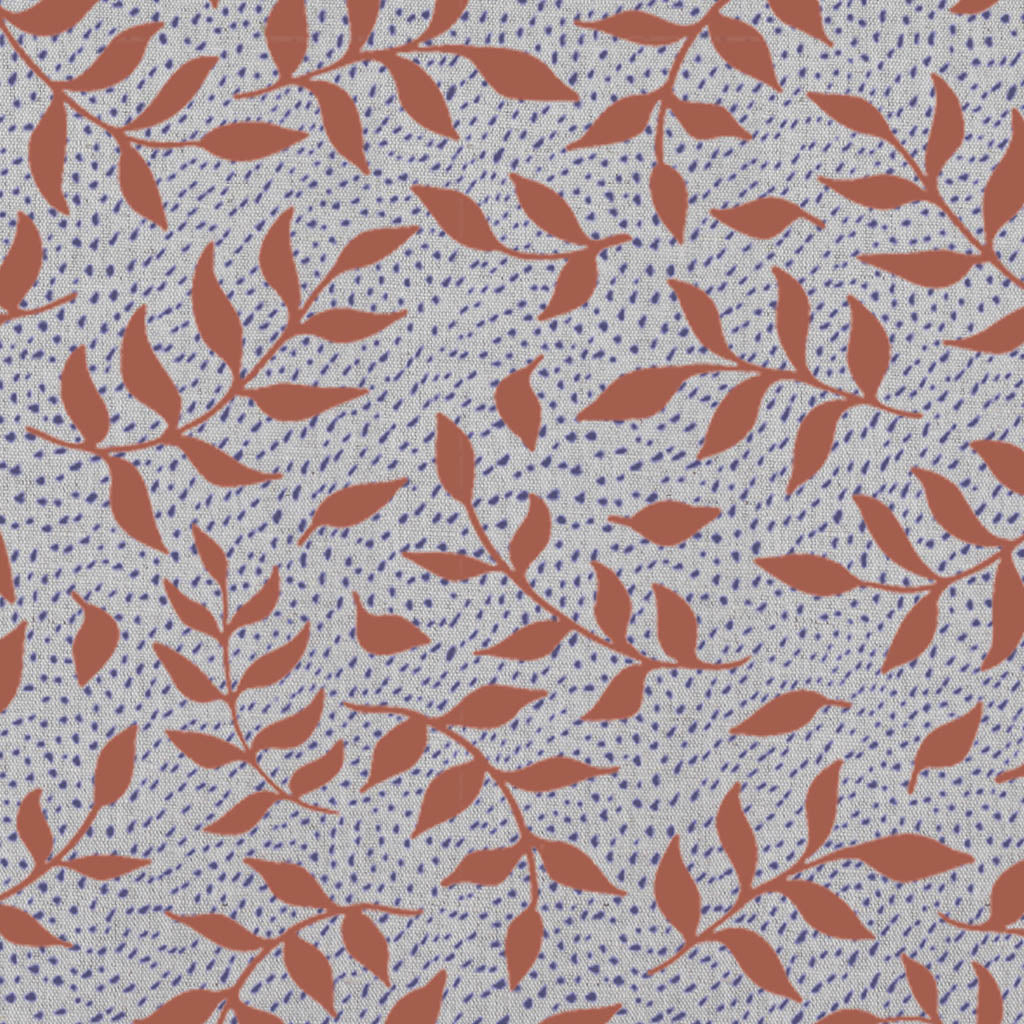 Fita Terracotta - Floral Orange print on Linen Cotton fabric