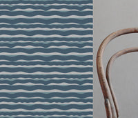 Fransibella Blue Stone-NAT - natural curtain fabric with Blue abstract print
