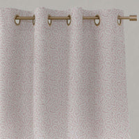 Pink Abstract Linen Eyelet Curtain - Freeda Dusty Pink-WHT - White base fabric.