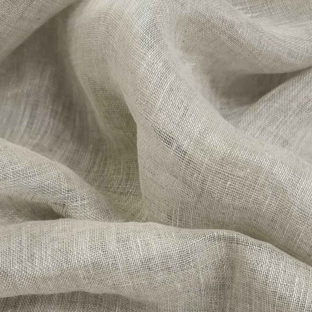 Gabriella Oatmeal - 300 cm wide sheer voile linen fabric - close up