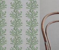 Galilea Green-NAT - natural curtain fabric with Green abstract print