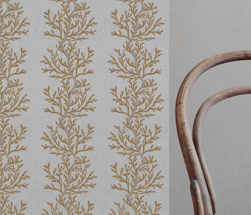 Galilea Sand-NAT - natural curtain fabric with Brown abstract print