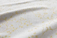 Botanical yellow Curtain Fabric - yellow leaves and birds
