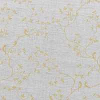 Botanical yellow Curtain Fabric - yellow leaves and birds