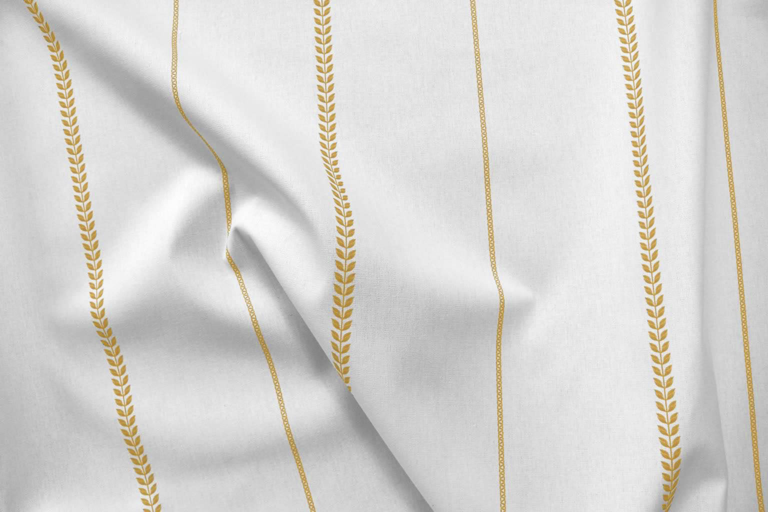 Berit Gold Rod - curtain fabric with Yellow striped print