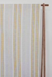 Else Gold Rod- WHT - Linen curtain fabric, Yellow & Grey stripes