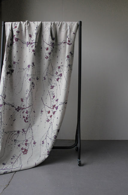 Berry Grape - Natural fabric with Purple print