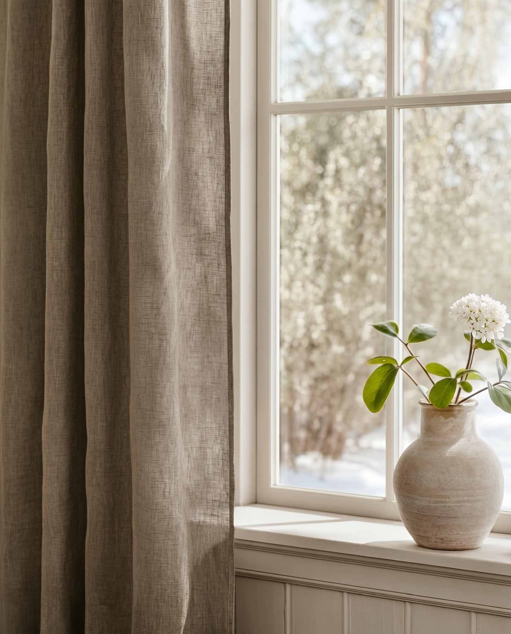 Khaki Green Bespoke Curtain - close-up. Linara Khaki by Ada & Ina