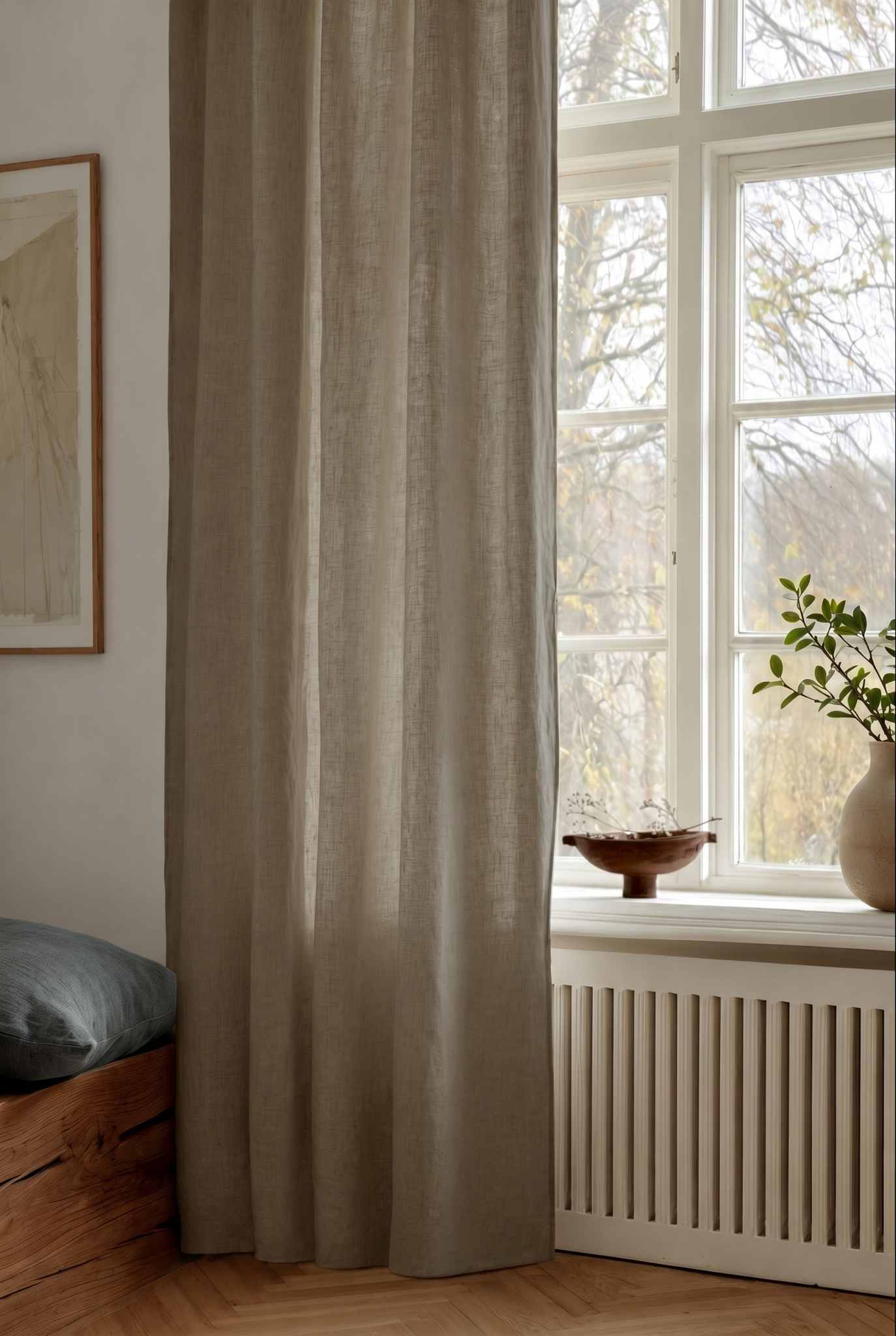 Khaki Green Custom made Curtain. Linara Khaki by Ada & Ina