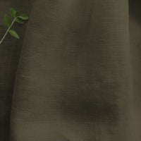 Green Linen Fabric - close-up. 100% Linen - Bea Khaki Green by Ada & Ina Fabrics