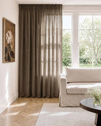 Khaki Green Pencil pleat curtains - 100% Linen. Linara Khaki by Ada & Ina