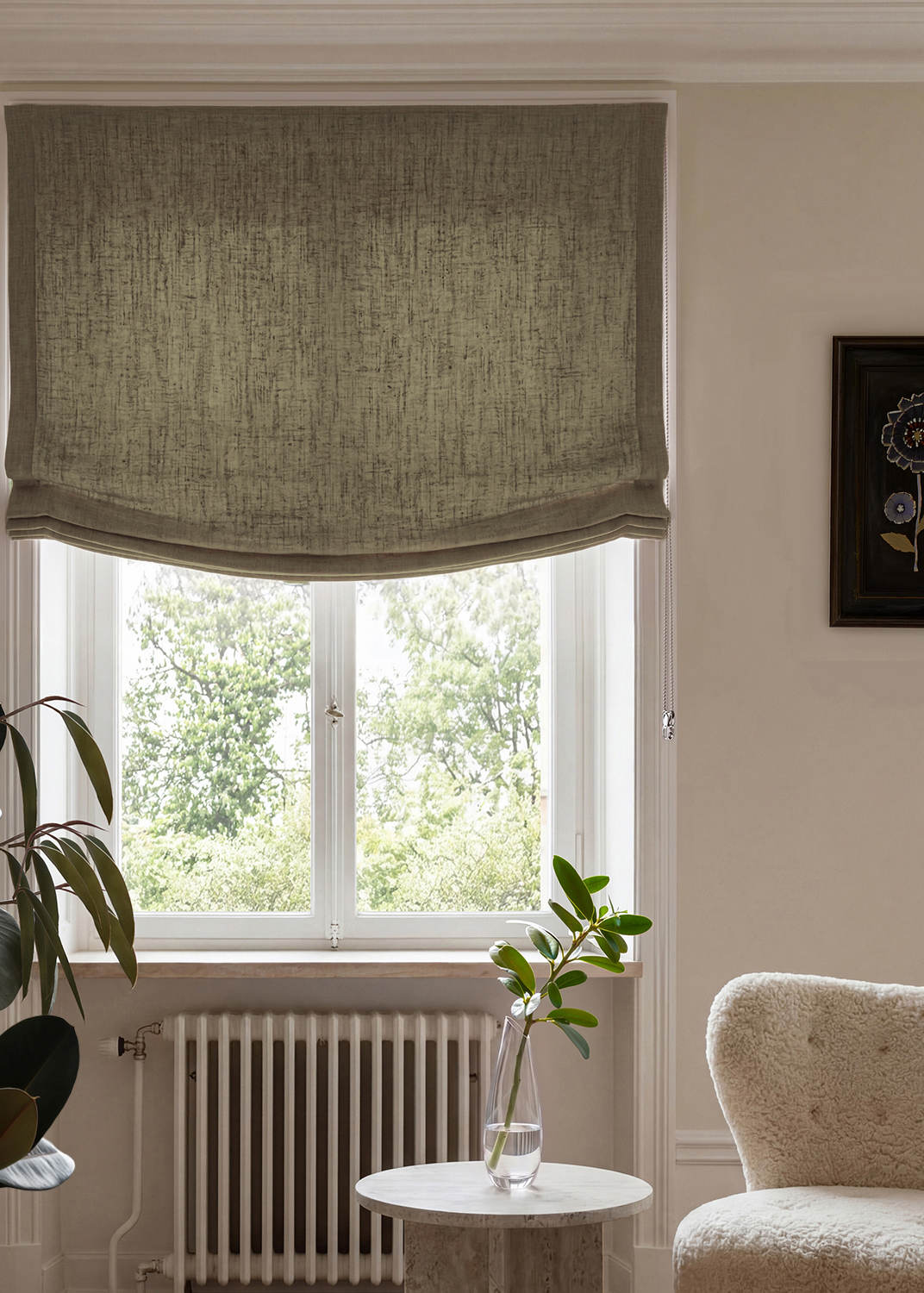 Green 100% Linen Relaxed blind. Bea Khaki Green by Ada & Ina