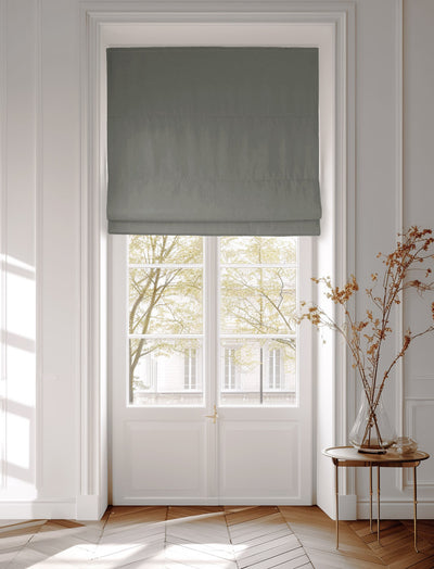 Grey / greige 100% Cotton roman blind