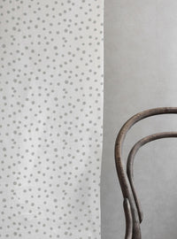 Dottie Greige-WHT - Dotted fabric with Grey spots, 100% Linen