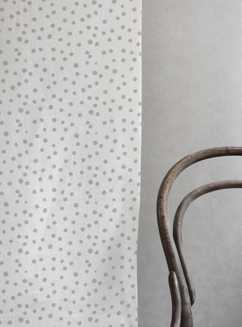 Dottie Greige-WHT - Dotted fabric with Grey spots, 100% Linen