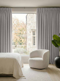 Greige Bedroom Linen curtains Blackout lined - made of 100% pre-washed linen fabric Bianco Greige by Ada & Ina.