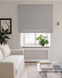 Greige Linen Roman blind blackout lined - pre-washed 100% linen. Bianco Greige by Ada & Ina.