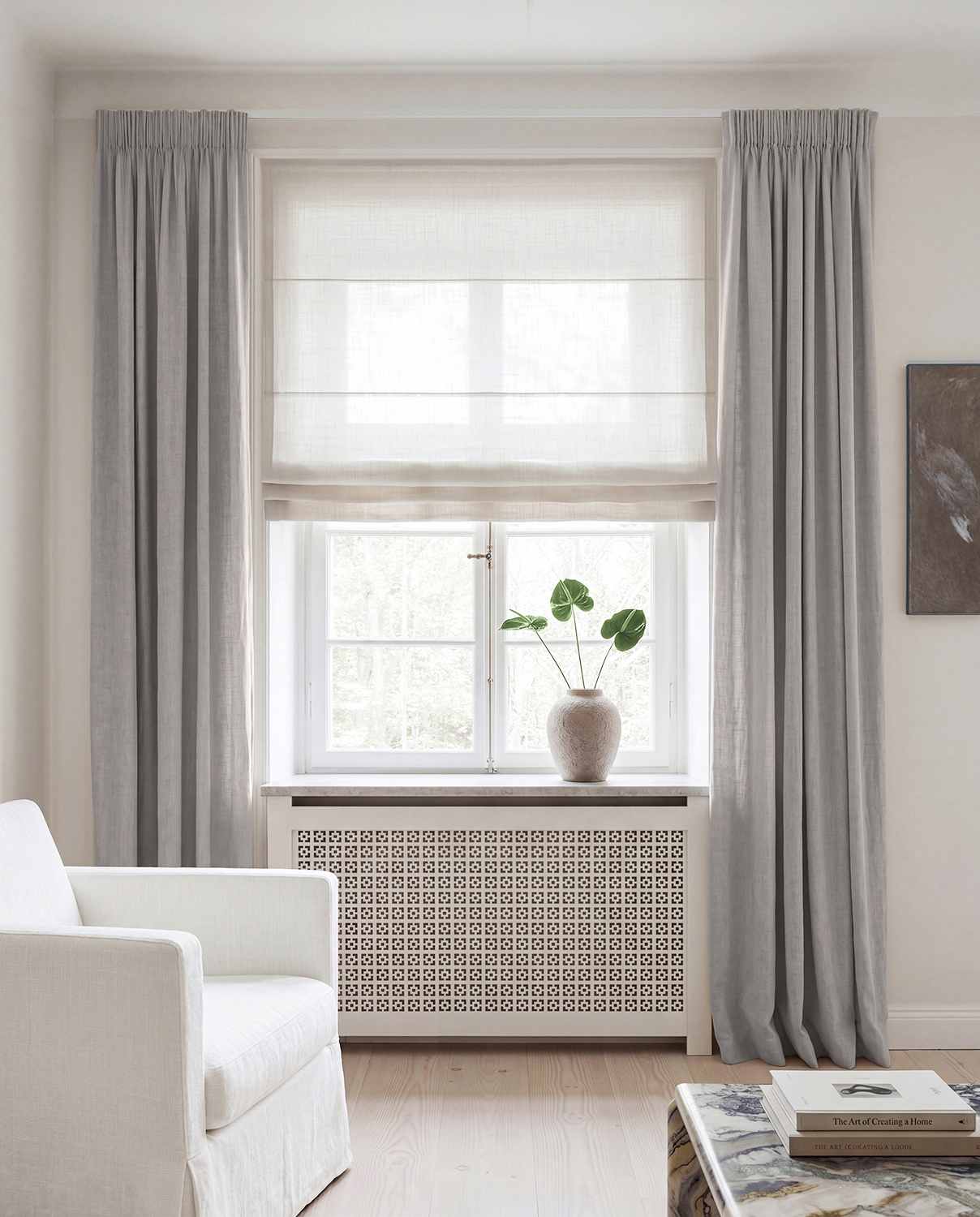 Greige Linen curtains blackout lined - pre-washed linen. Bianco Greige by Ada & Ina.