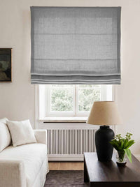 Grey Made to measure linen roman blind - Cotton Lined. Greta Stone.