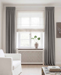 Grey Linen curtains blackout lined - pre-washed linen. Bianco Iron by Ada & Ina.