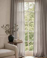 Grey Linen Unlined Curtains. Mariana Stone Grey by Ada & Ina