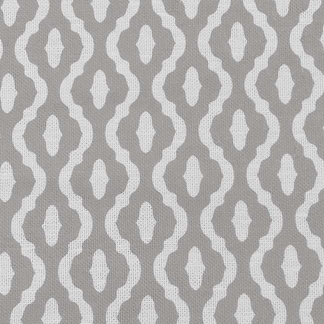 Oona Grey Sand - White linen fabric, Grey abstract print