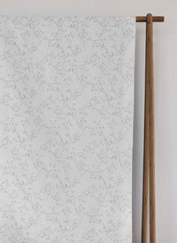 Goldfinch Grey Sand WHT- Curtain fabric with botanical print