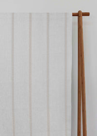 Rune Grey Sand - vertical grey tone striped fabric.
