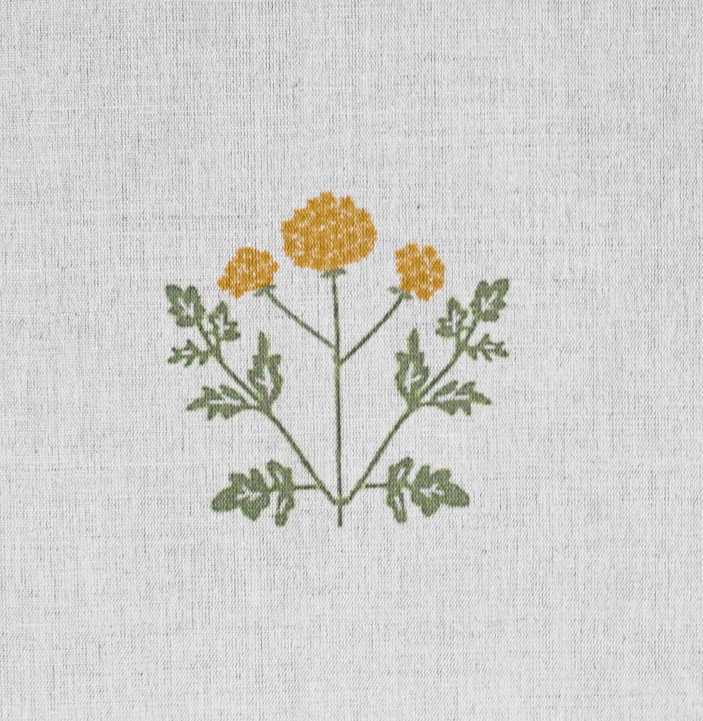 Pernille Honey - Curtain fabric with Yellow botanical print